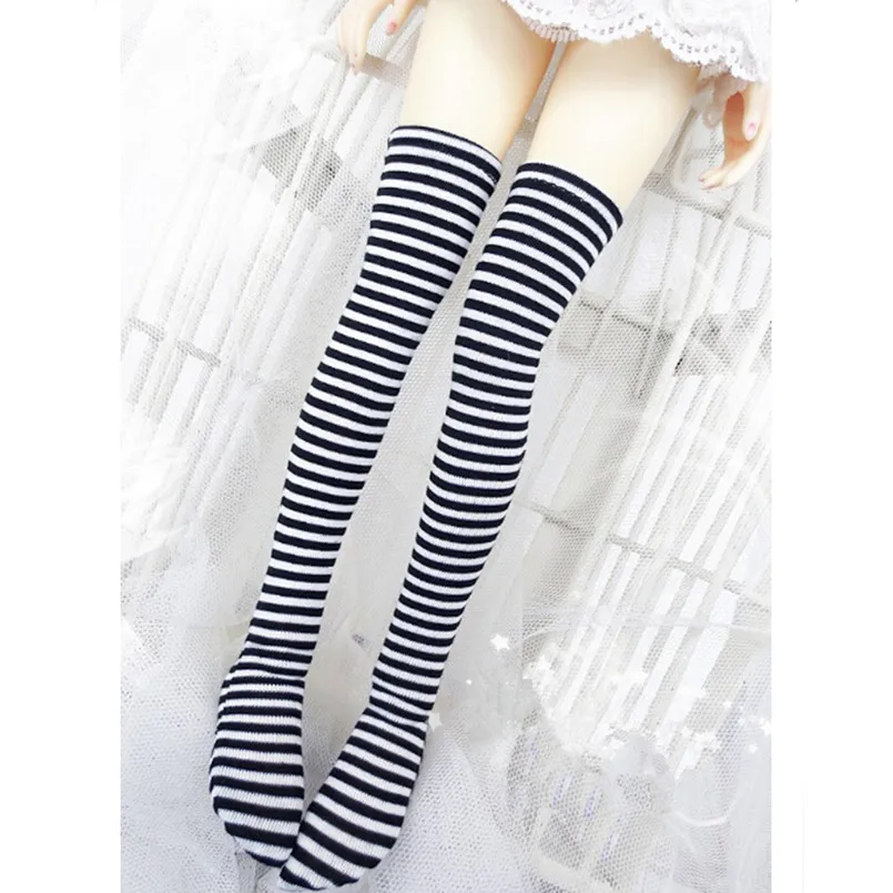 

1/3 1/4 SD Bjd Stocking Doll Clothes,Fashion Black and White Stripe Socks Elastic Stockings Pantyhose Accessories for BJD Dolls