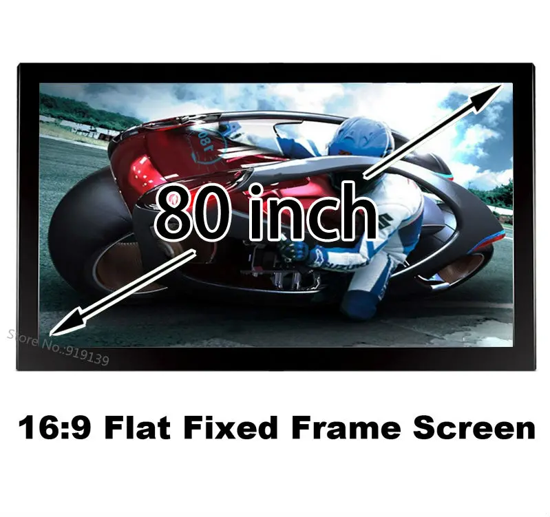 

Nice Picture Flat Frame Fixed Screen 80" With Black Velevt Aluminum Self 16 To 9 Format For Private Cinema Room