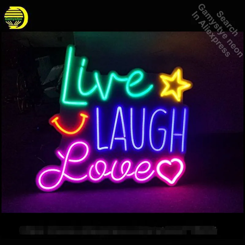 Neon Sign LIVE LAUGH LOVE neon Light Sign Handcrafted Real Glass Tubes customized LOGO retro Dropshippin Neon Lamps