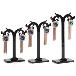 3PCS Jewelry Hanger Black Acrylic Earrings Organizer Multi-Purpose Jewelry Stand Earring Display Window Display Jewelry Storage