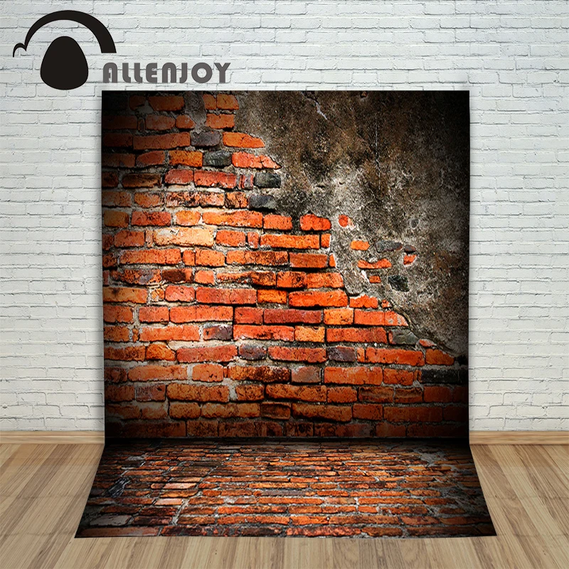 Allenjoy Vinyl backdrops Brick wall destruction retro red photocall photo studio background