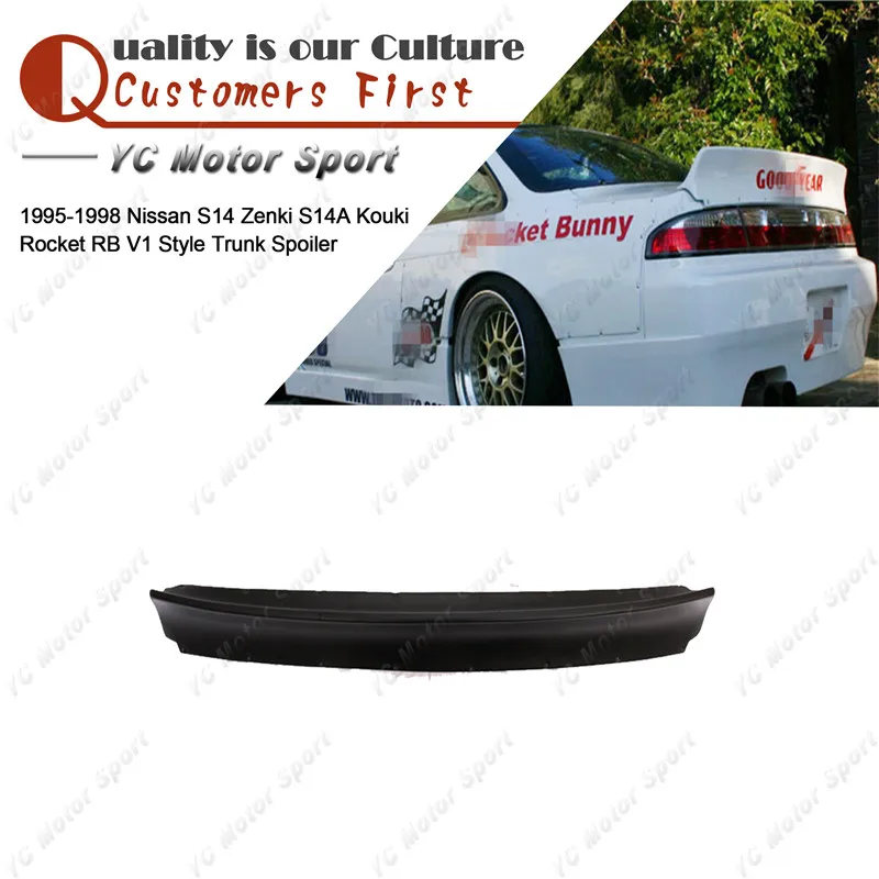 Car Accessories FRP Fiber Glass Body Kit Fit For 1995-1998 S14 Zenki S14A Kouki RB V1 Style Rear Trunk Spoiler Wing