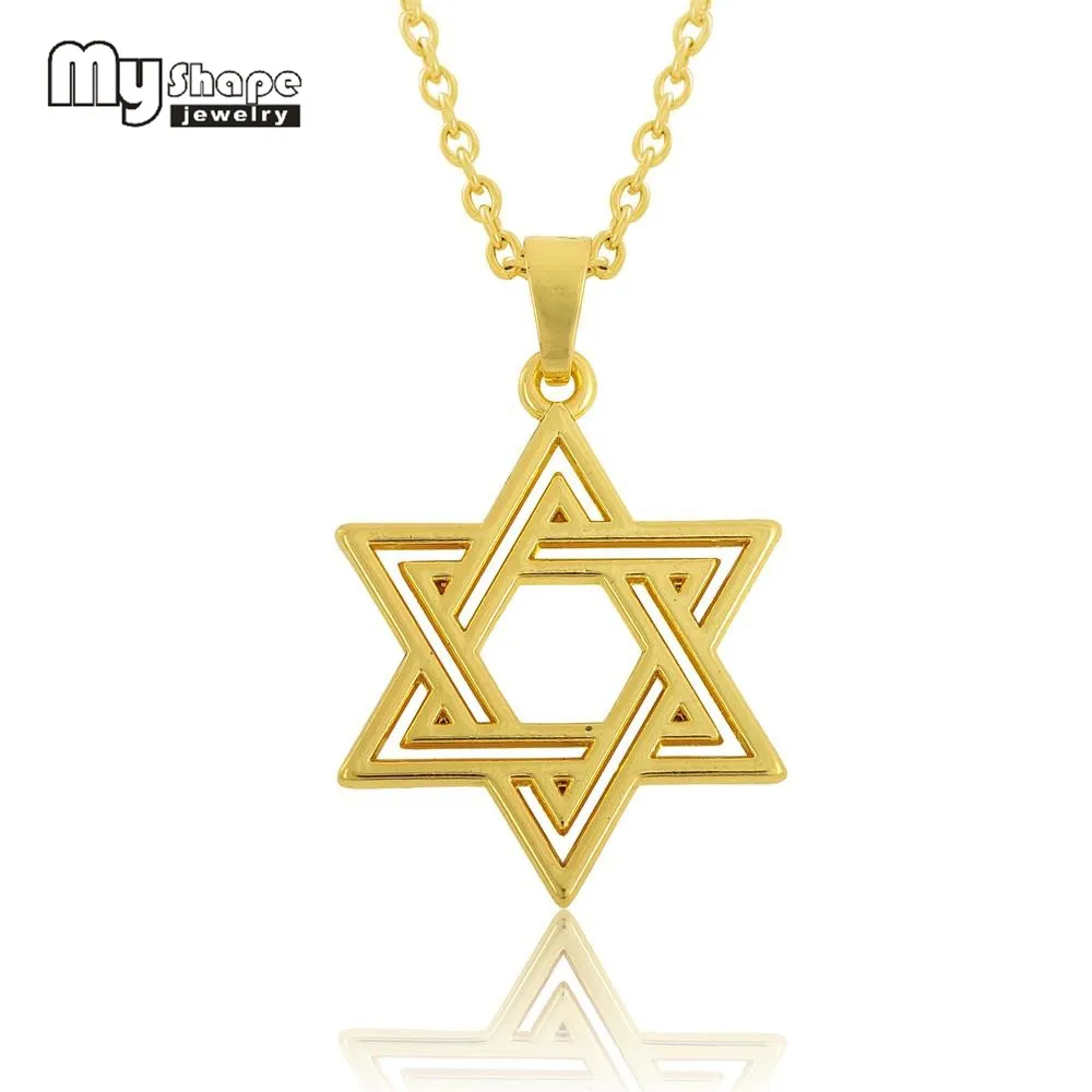 My Shape Jewish Star of David Pendant Necklaces Amulet Tetragrammaton Silver Plated Statement Necklace Choker Israel Jewelry