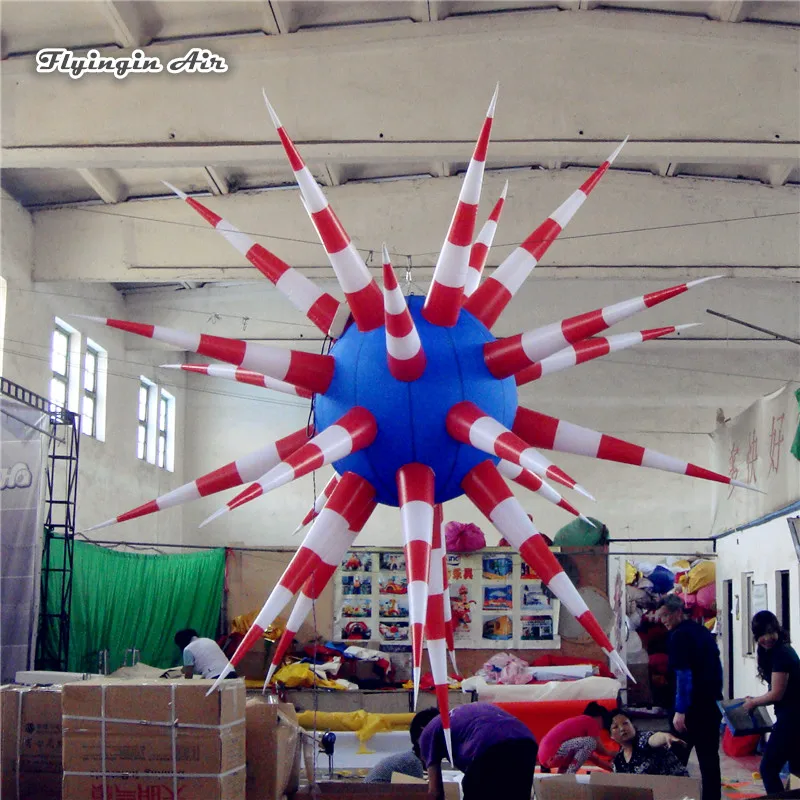 

Customized Personalized Lighting Inflatable Thorn Balloon 2m/3m Diameter Hanging Simulation Sea Urchin For Party Decoration