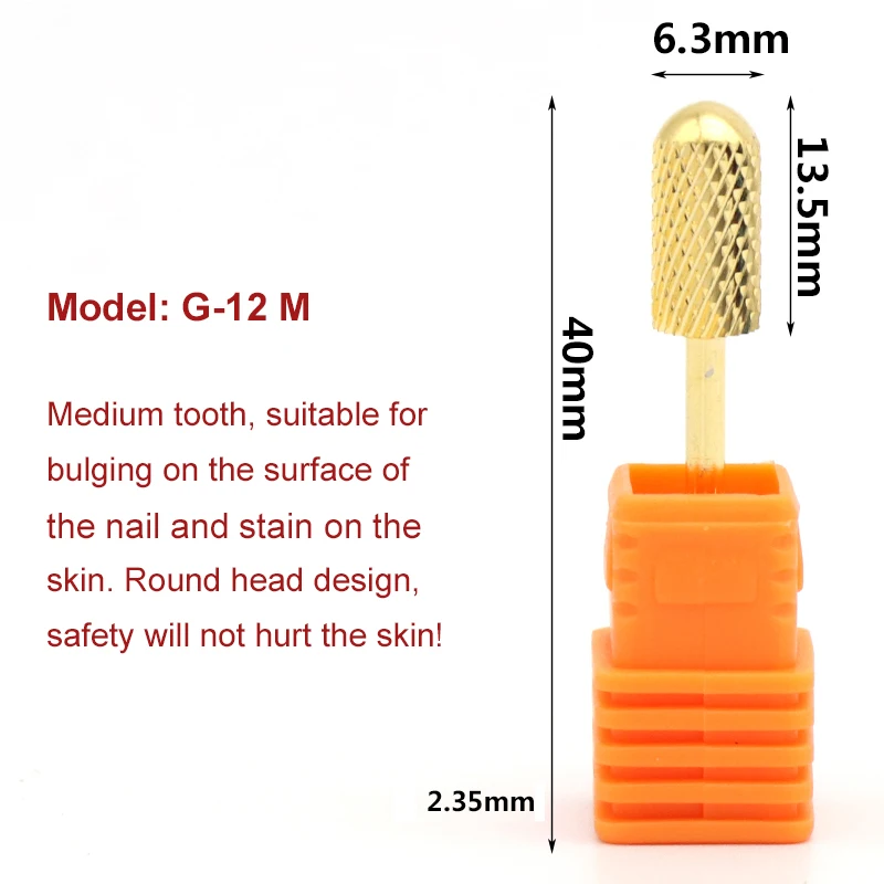 1pcs 2.35mm Shank Golden Nail Grinding Head Tungsten Steel Grinding Machine Dedicated Sander Drill Bit Polishing Tools