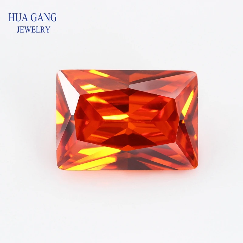 

5A Orange Rectangle Shape Cut CZ Stone Synthetic Gems Cubic Zirconia For Jewelry Size 2x4~15x20mm