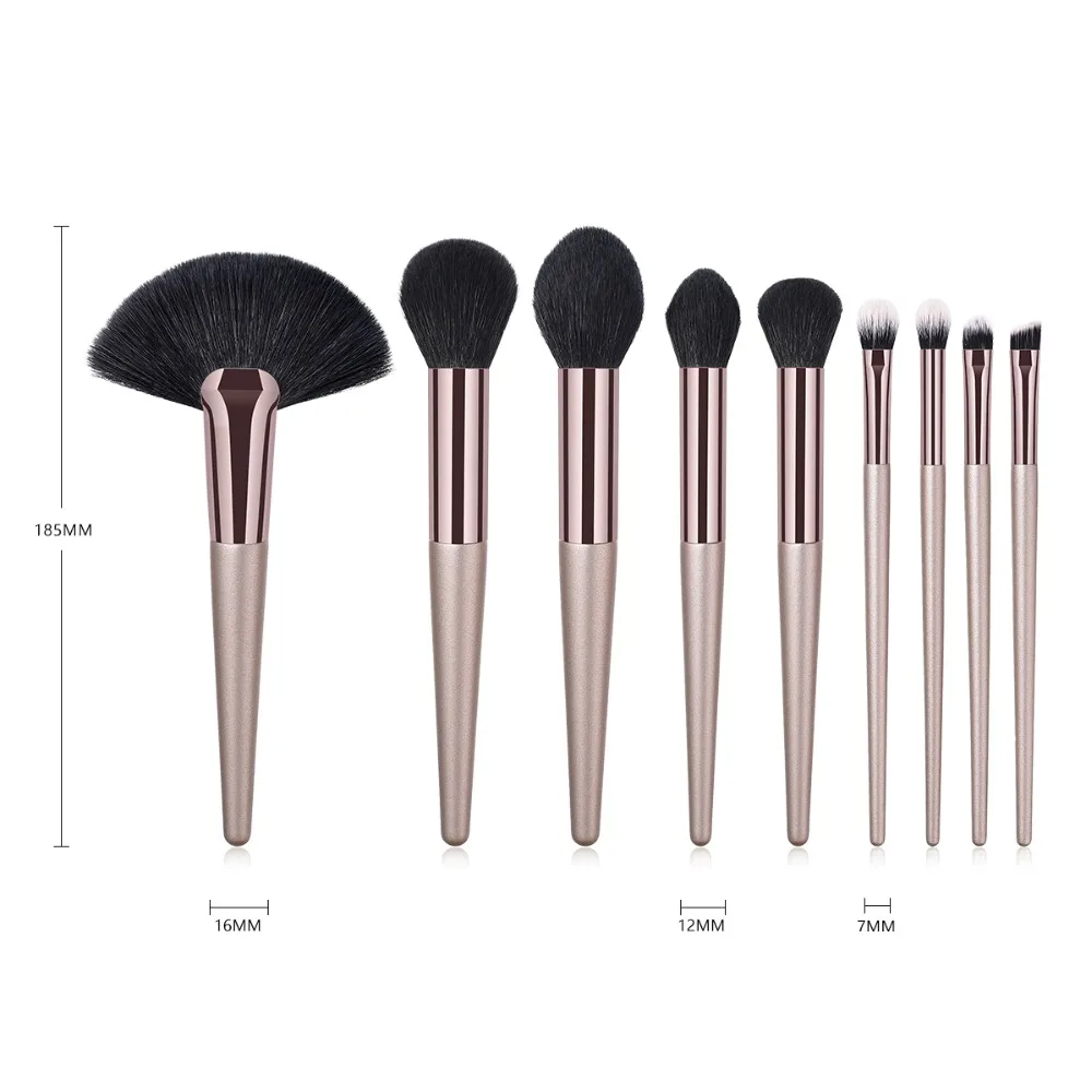 TFSCLOIN – pinceaux de maquillage pro, outil cosmétique, brosses souples, à manche champagne, pour fard à paupières, sourcils, 9 pièces