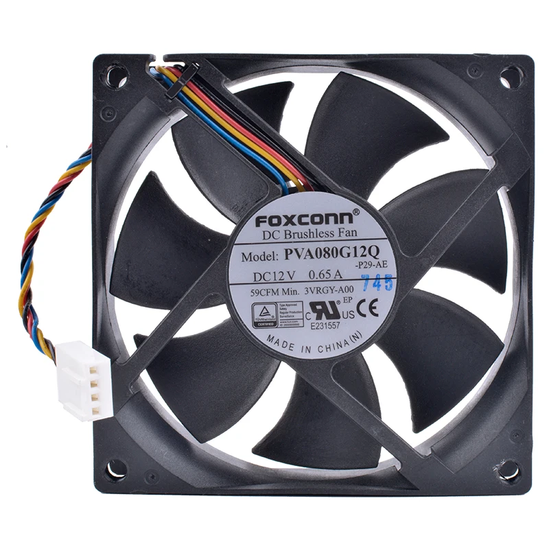 COOLING REVOLUTION PVA080G12Q 8cm 80mm fan 8025 80x80x25mm 12V 0.65A 4Pin PWM Computer CPU High Air Volume Cooling Fan