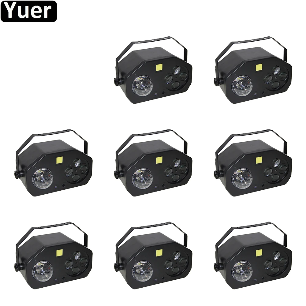 

8Pcs/Lot Multifunction Music Effect Light Laser Strobe Spot Beam 4IN1 Sound Party Stage Lights For DJ Disco Party Wedding Light