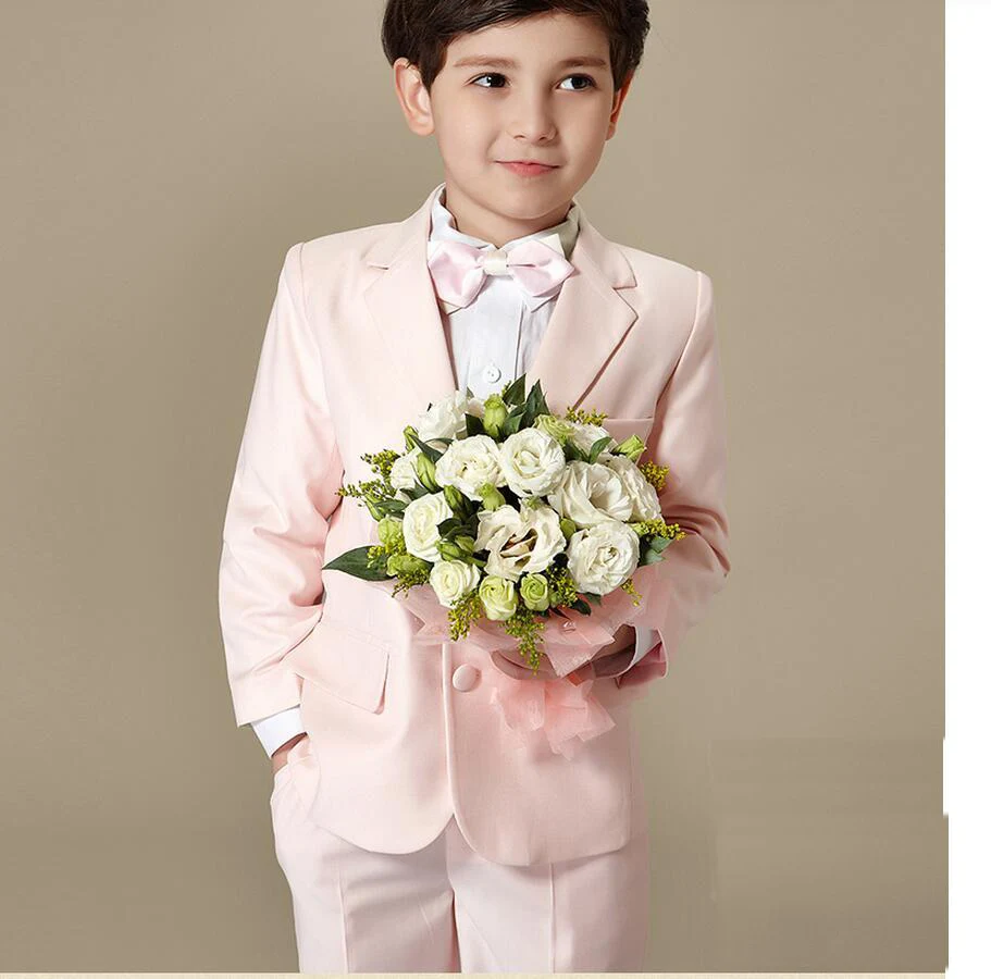 

New solid color fashion boy suit three-piece suit (jacket + pants + vest) children's dance party formal dress