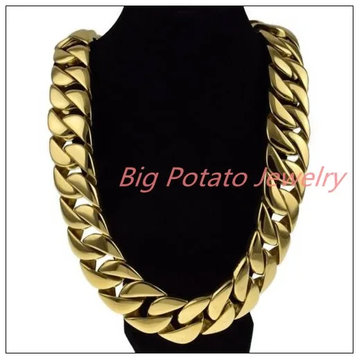 Cool Huge 24/31mm Gold Color Curb Cuban Chain 316L Stainless Steel Men's Necklace Christmas Gift