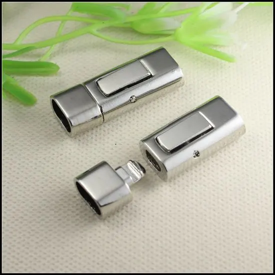 50 sets  Silver Metal Alloy Spring Clasps Leather Clasp Buckle End Caps Connector for making Leather Bracelet jewelry findings