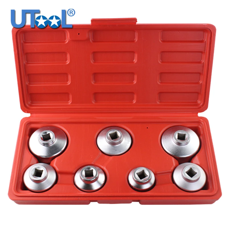 7Pcs Car Oil Filter Socket Wrench Tool  Set Remover Cap Tool for Benz BMW FORD 24 mm 27mm 29mm 30mm 32mm 36mm 38mm