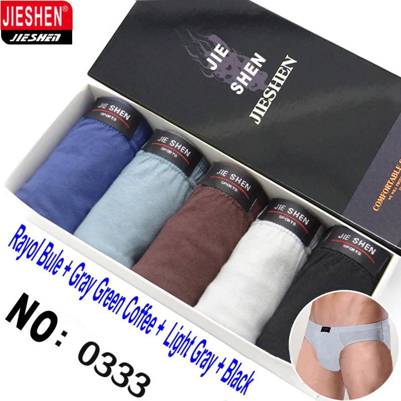 5 pieces boxed all cotton underwear ultra-large size men\'s briefs male 5 colors underpants underwear