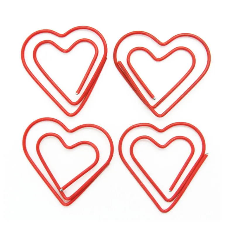 200pcs/lot Red heart-shaped Paper Clips Creative Interesting Bookmark Clip Memo Clip Shaped Paper Clips for Office School Home