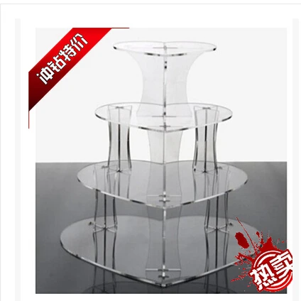 4 Tier Heart Shape Acrylic Cake Stand, Cup Cake Stand, Cup Cake Holder