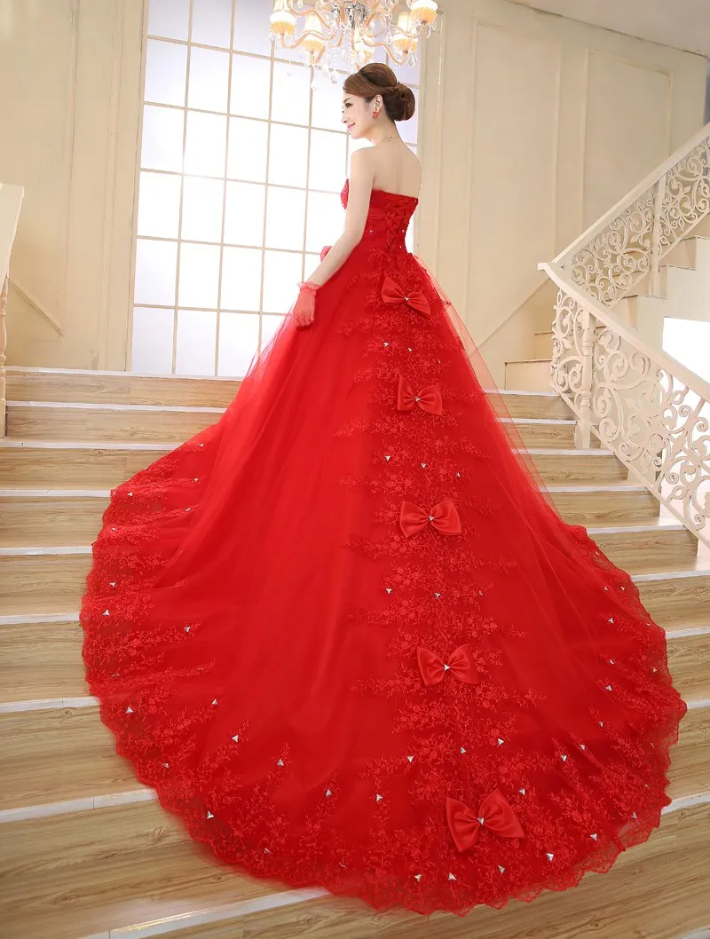 Vestidos de novia rojos de Encaje Vintage, bonitos vestidos de novia de talla grande con cola larga del 2020, vestidos de novia, vestidos de novia