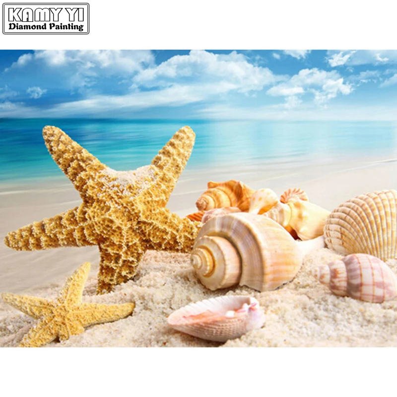 

DIY Diamond Painting Cross Stitch sea Shell starfish scenery Home Decor Full Rhinestone Mosaic 5D Diamond Embroidery