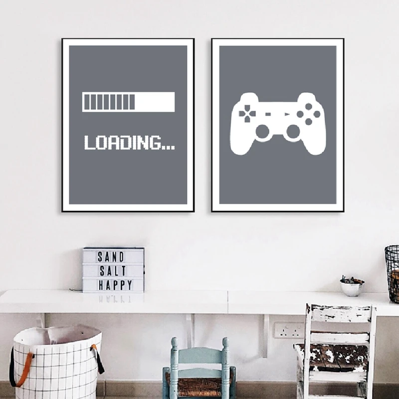 Gaming Minimalist Art Canvas Poster Painting Boys Room Decorative , Video Game Wall Pictures Print For Gamer Room Decoration