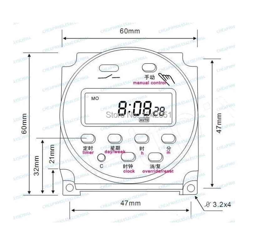 FREE shipping DC12V/24V AC110V/220V Digital LCD Power Programmable Timer Time switch Relay 16A