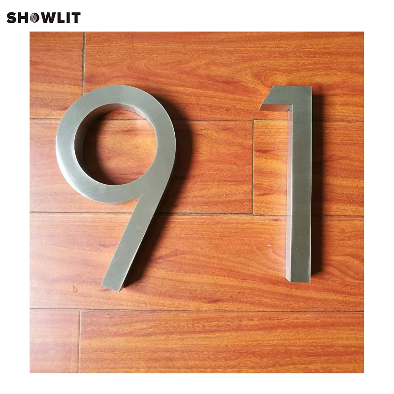 

8'' height Custom Made Brushed Stainless Steel House Numbers