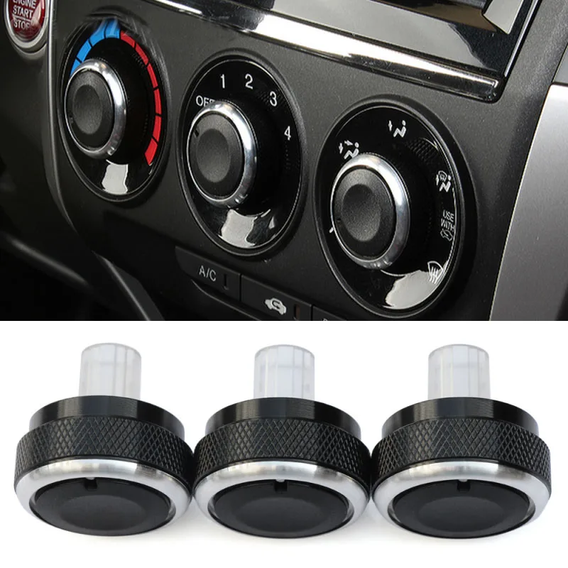 For Nissan Qashqai 2012 Aluminum Alloy Air Conditioning Knob 3pcs/set AC Knob Heat Control Switch Button Knob Car Styling