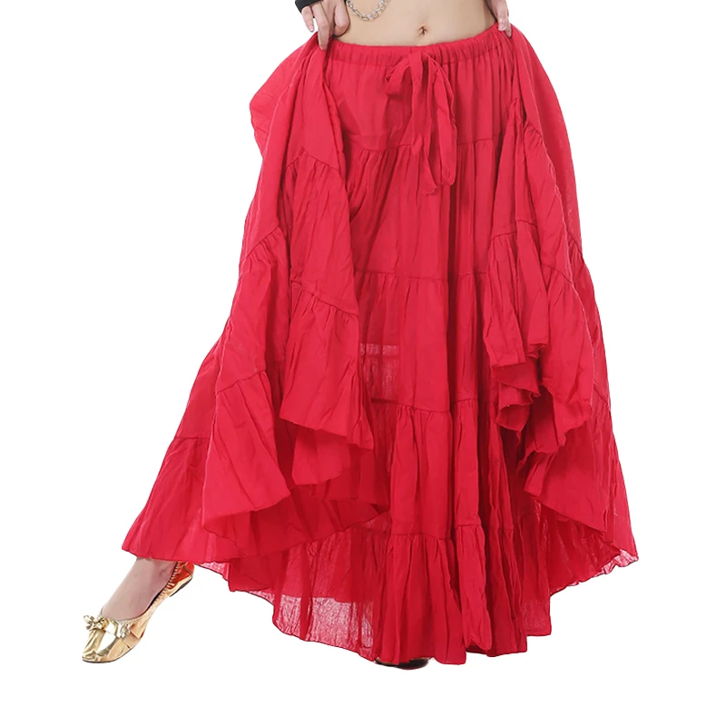 Jupe Longue Danse Du Ventre Bohème Gitane – Tissu Lin Respirant, Taille Élastique 70-100 Cm