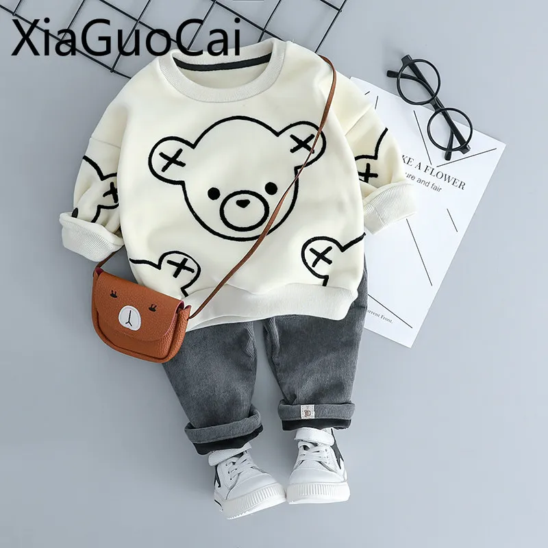 

Комплекты одежды для мальчиков, осень 2018, детский спортивный костюм, Новый Зимний пуловер, детская одежда, комплекты одежды для маленьких мальчиков