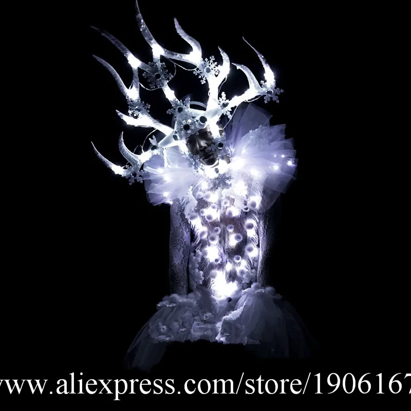 Led Antlers Stage Ballroom Costume Led Light Up Antlers Head Clothing Party Christmas Performance DJ Singer Clothes Dance Suit