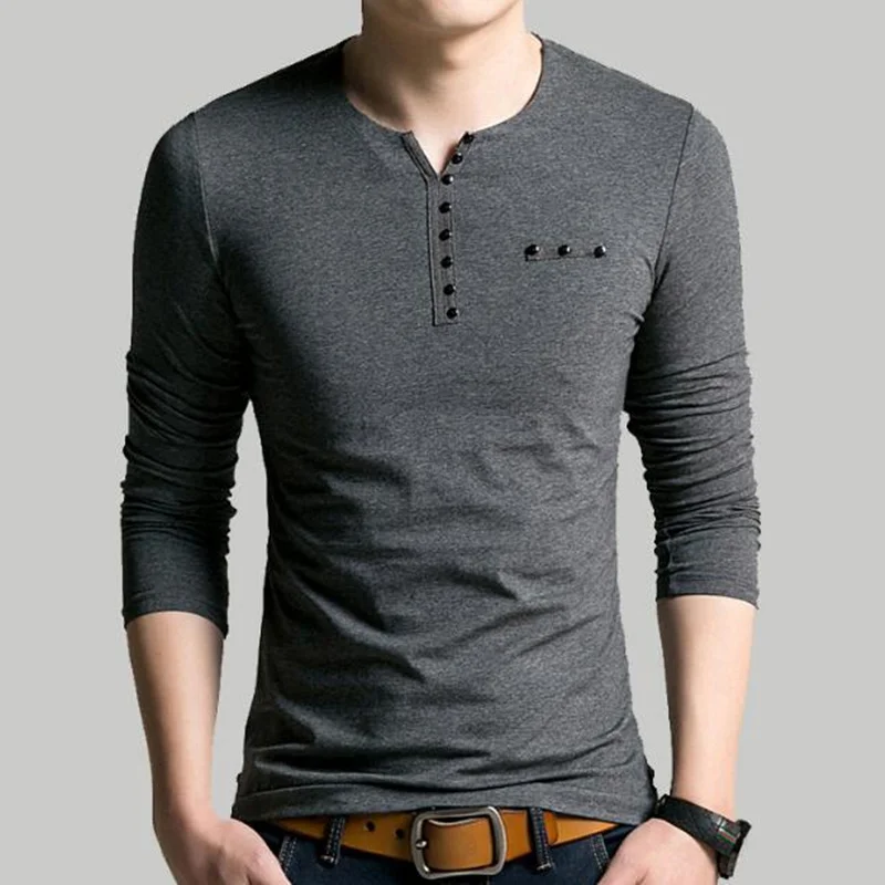 Liseaven Men V Neck Full Sleeve T-Shirt Slim Fit tshirt Brand New Tops & Tees Cotton T Shirts