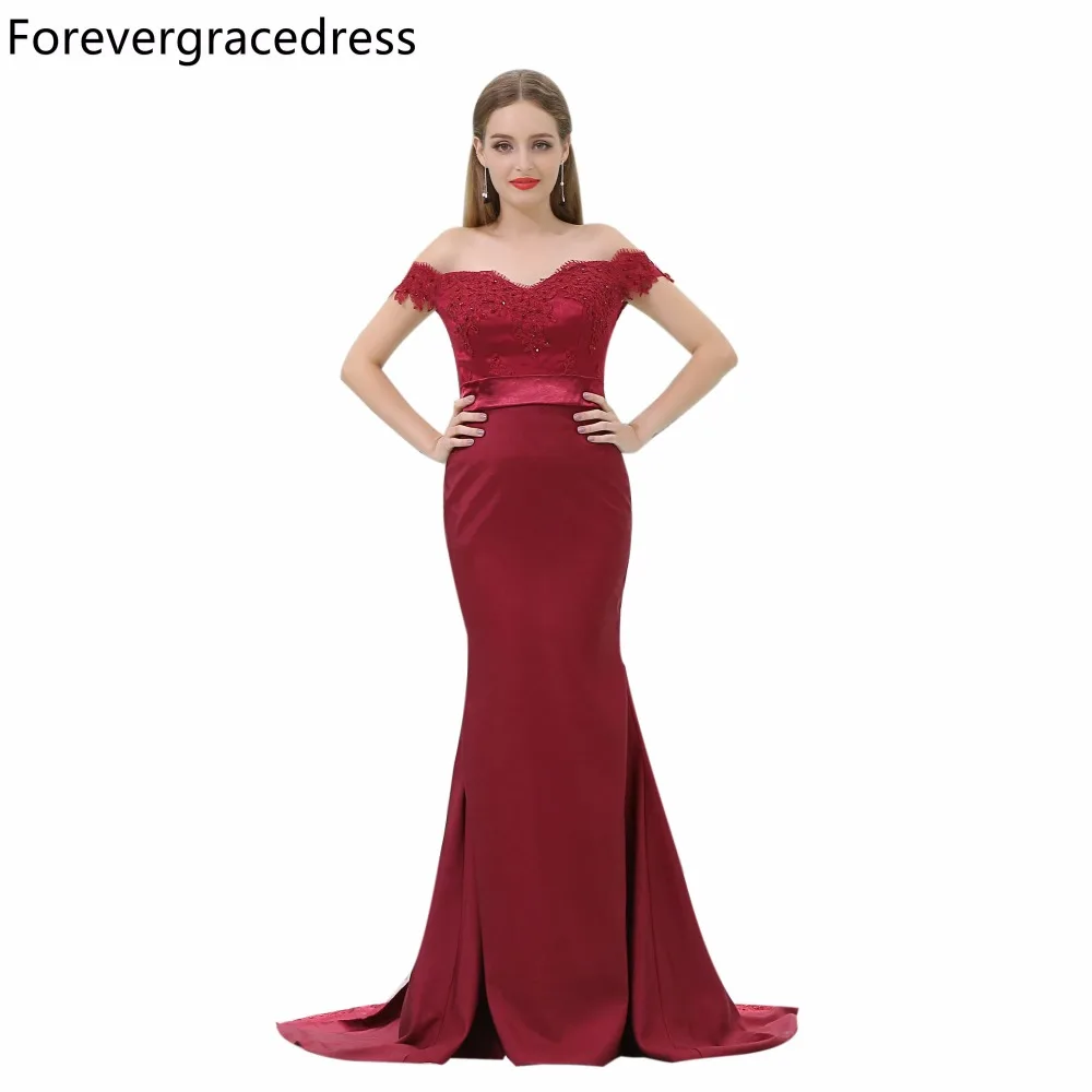 Forevergracedress Cheap Burgundy Bridesmaid Dress New Arrival Off The Shoulder Long Wedding Party Gown Plus Size Custom Made