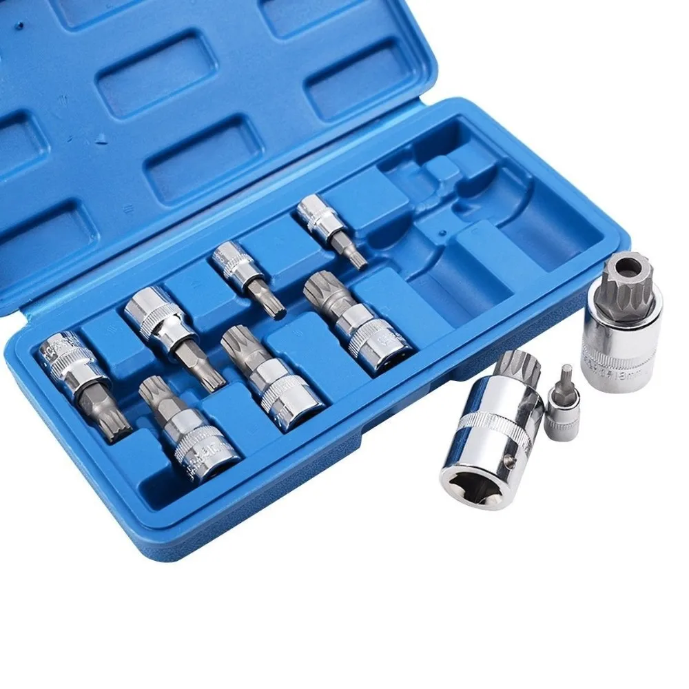 

New 10Pcs 12 Point Triple Square Spline Bit Socket Set For Tamper-Proof Lug Nuts, Cylinder Head Bolt 4-18