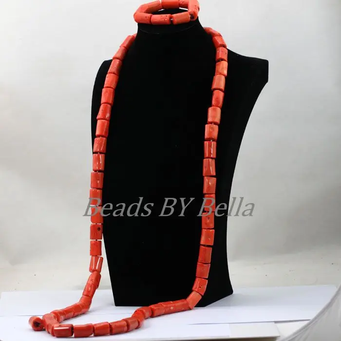 2017 New Design Natural Coral Beads Set African Wedding Groom Beads Necklace Jewelry Set 54