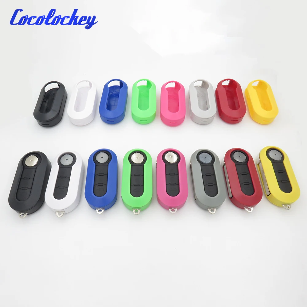 Cocolockey Replacement Case Shell Plastic KEY Cover Fob For Fiat 500 Panda Punto Bravo Car Flip Key Case 3Buttons