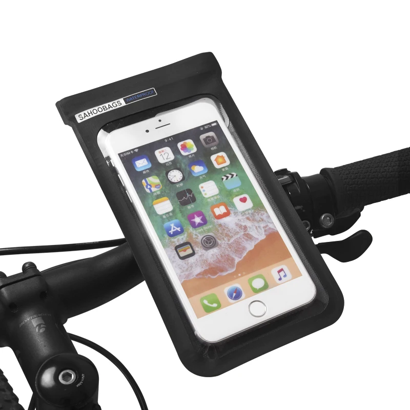 Sahoo 111362-SA Universal Full Waterproof Cycling Bicycle Bike Handlebar 6.5in Mobile Phone Holder Mount Cell Phone Case Dry Bag