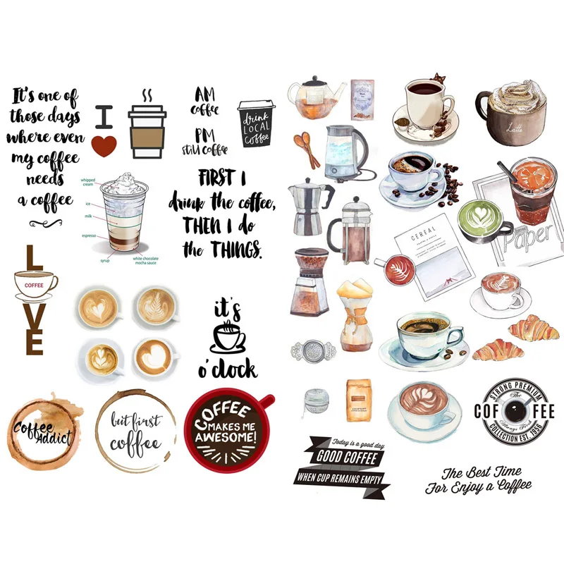 1 PCS Cafe Trivia Coffee Food Items Deco Cute Small Diary Travel Paper Stickers Book Journal Label Sticker School Supplies