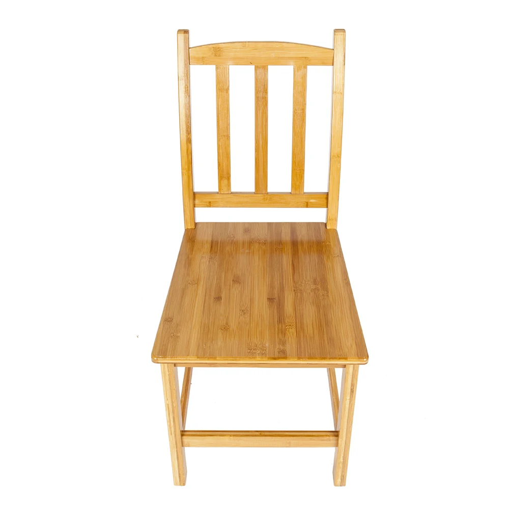 2Pcs Bamboo Chairs Sturdy Dining Side Chairs for Kitchen Dining Room Solid Quality Chairs with Back Wood Color - US Stock