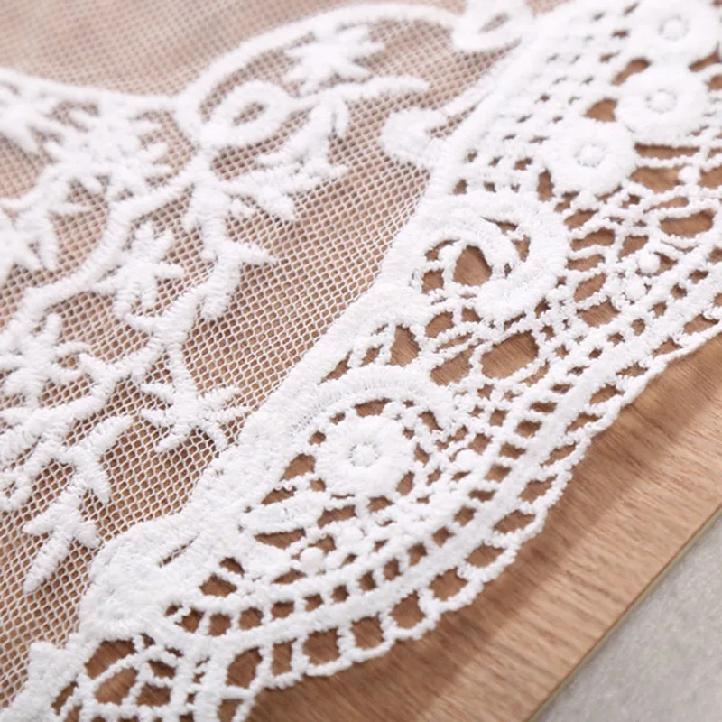 2Pcs White Lace Fabric for Girl\'s Dress DIY Material Sew-on Collar Applique Patches Neckline Mesh Cloth