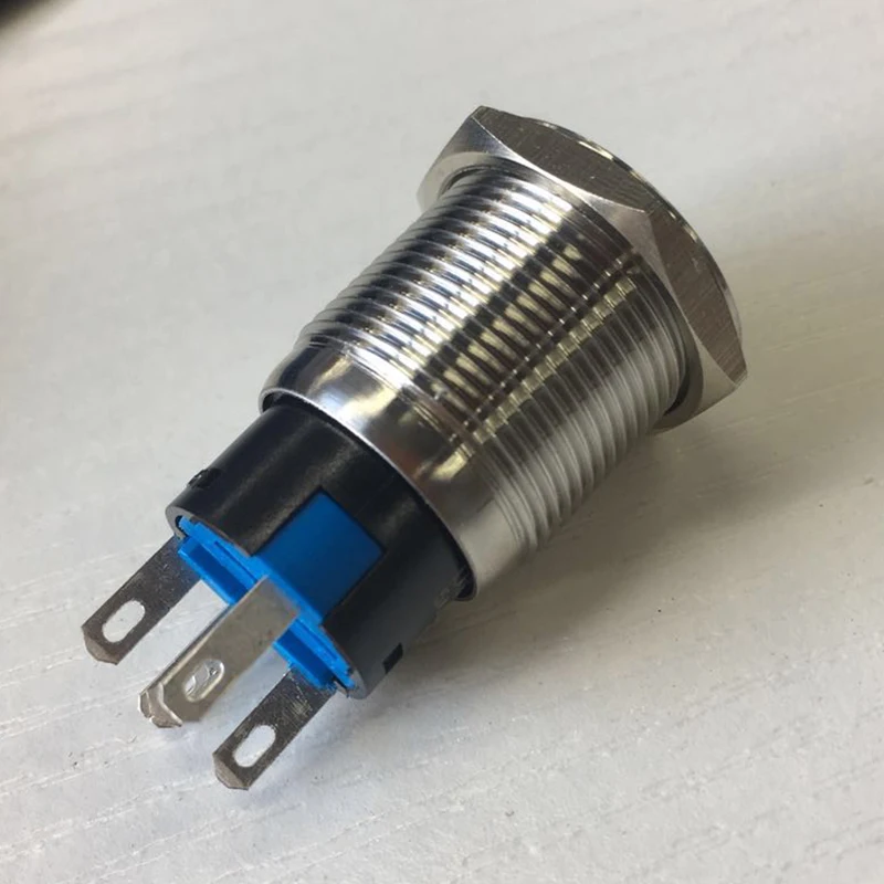 YUESHUN 16mm Push Button Switch Latching Type Electrical Equipment 10 pieces Power Switch Power Indicator Terminal Light Switch