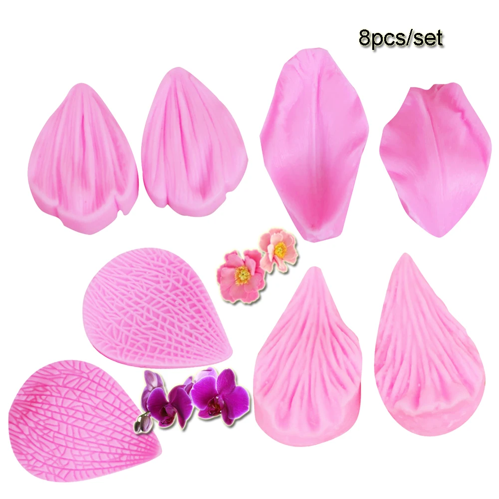 Tulip Daisy Moth Orchid Flower Petals Silicone Mold Chocolate Fondant Flower Petal Cake Decoration Kitchen Baking Tools