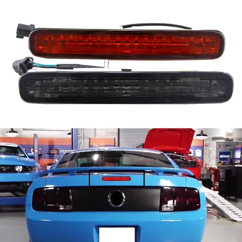 1x OEM 적합 2005-2009 포드 머스탱 스모크/레드 렌즈 LED 세 번째 3 번째 브레이크 라이트 리어 스톱 램프 12V 교체 할로겐 Hid 전구, 포드 머스탱 스모크/레드 렌즈