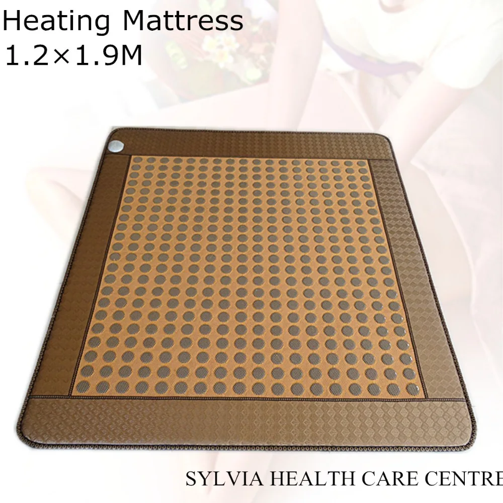 

Infrared Heat Therapy Healing Natural ochre stone heating mattress Yellow mesh Mat heating Pad free sleep eye cover 1.2X1.9M