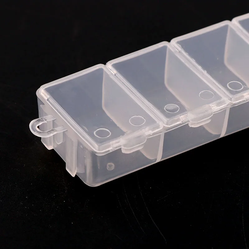 7 Grids Transparent Plastic Rectangle Storage Box DIY Nail Art Tips Decoration jewelry Tools Case Container