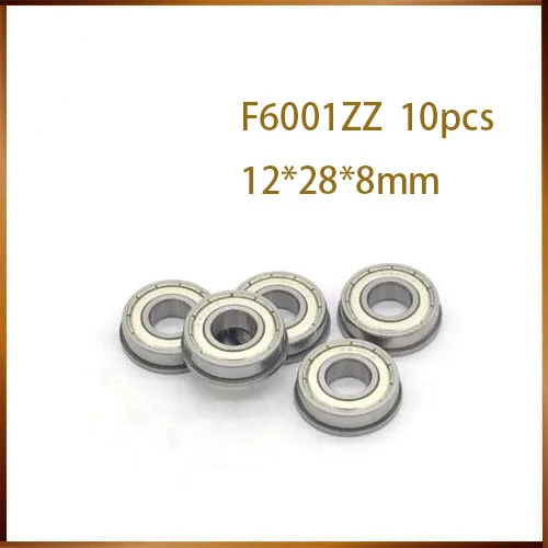 F6001ZZ Flange Bearing 12x28x8 mm ABEC-1 ( 10 PCS ) Flanged F6001 Z ZZ Ball Bearings