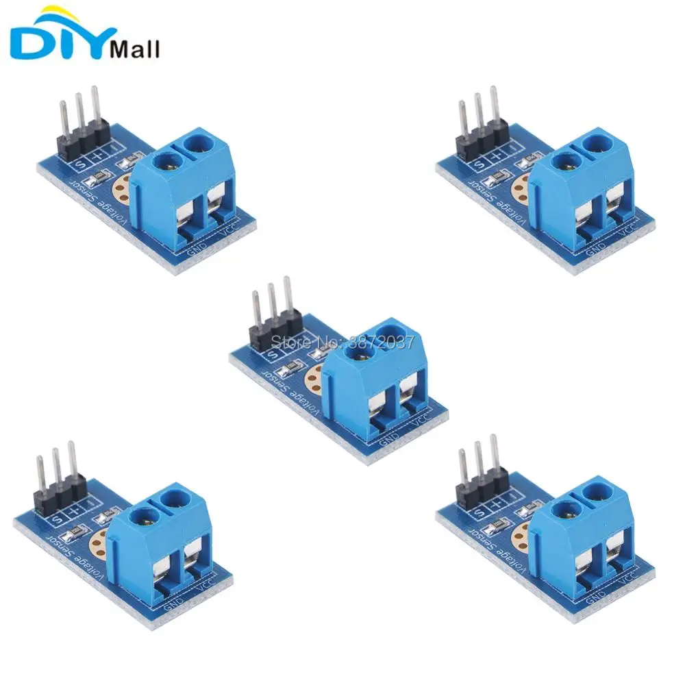 5 pz/lotto Modulo Sensore di Rilevamento di Tensione di Prova Mattoni Elettronici DC 0-25 V per Arduino