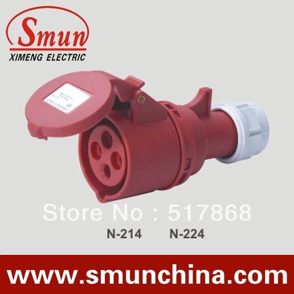 N-214 16A 380-415V 3P+E 4pin Industrial Mobile Socket with CE ROHS 1 Year Warranty IP44 degree PA66