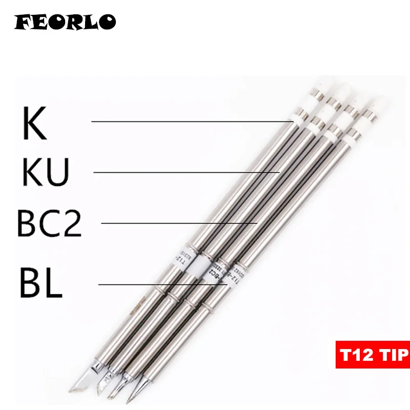 FEORLO T12 سلسلة سبيكة لحام نصائح ل هاكو T12 مقبض LED الاهتزاز التبديل متحكم في درجة الحرارة FX951 FX-952 T12-BCF1Z