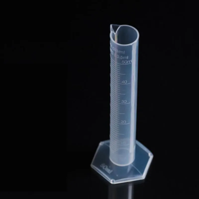 100pcs 50ml Transparent Plastic Measuring Cup Cylinder Trial Liquid Tube Laboratory Test Graduated Jar Tool ZA6552