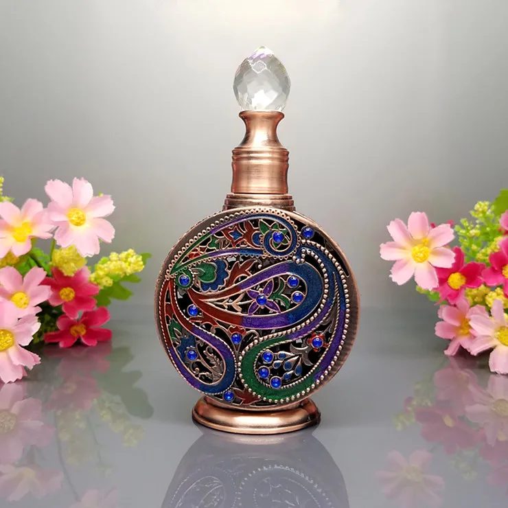 

Perfume dropper,Vintage Empty Mini Refillable Perfume Bottle,Ancient Egyptian Style Enameled Metal and Glass Perfume Bottle