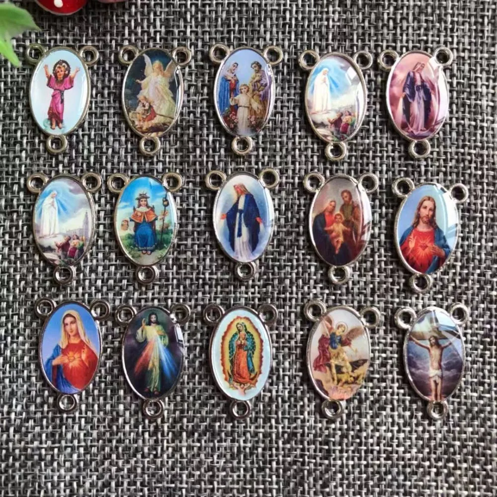 100pcs/PACK religious images rosary centerpiece,3 holes center,catholic Icon Charm